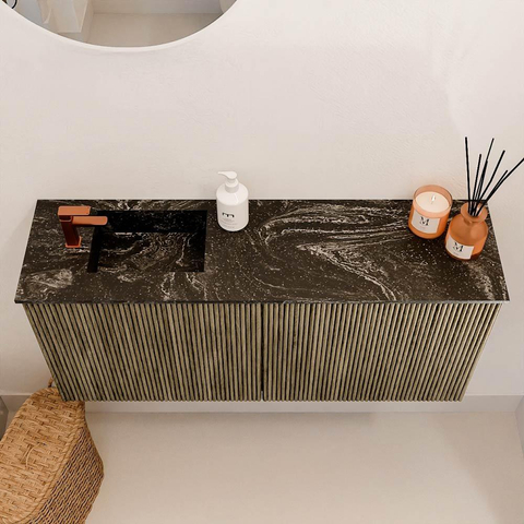 Mondiaz JOYA-DLUX 90cm toiletmeubel - kleur Dusk - Wastafel FAYE positie Links 1 kraangat kleur Lava. SW1423247