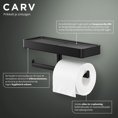 Tiger Carv Toiletrolhouder - dubbel - met planchet - zwart SW771744