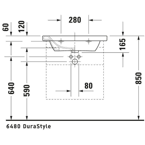 Duravit Durastyle Meubelwastafel - met overloop - met 1 kraangat - 65x48cm - wit SW54141