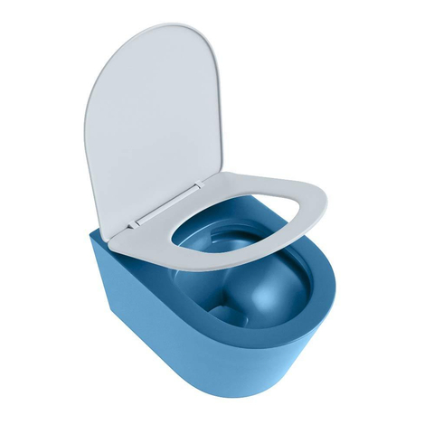 Mondiaz LAVIE hangtoilet – spoelrandloos – 36 x 53 cm – met softclose zitting – Jeans (blauw), zitting Clay (lichtblauw/grijs) SW1208588