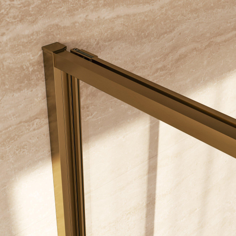 BRAUER Luminis Douchecabine - 90x90x200cm - 2-delig naar binnen draaiend - helder glas - omkeerbaar - incl. glascoating - geborsteld goud PVD SW1580990
