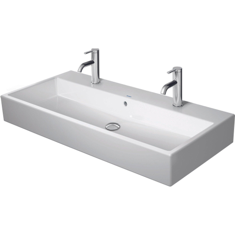 Duravit Vero air Dubbele wastafel - 100x47cm - met 2 kraangaten - met overloop - geslepen - wit SW156932