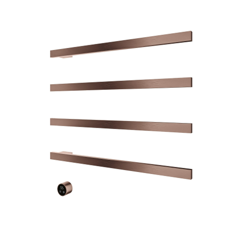 Hotbath &MORE Handdoekradiator - 80x76cm - vierkant - 4 stangen - horizontaal - met schakelaar - PVD - geborsteld koper SW1245766