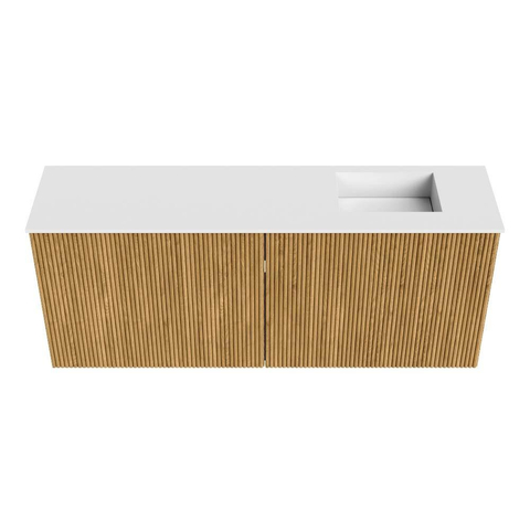 Mondiaz JOYA 100cm meuble de salle de bains - couleur Oak - Vasque FAYE position Droite Sans trou de robinet couleur Talc SW1421125