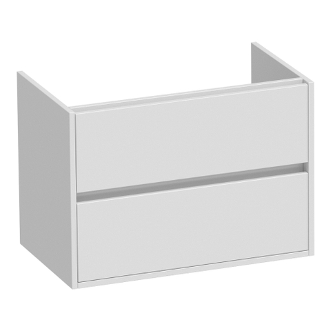 BRAUER Adore wastafelonderkast - 80x46x55cm - 2 softclose lades - greeploos - 1 sifon uitsparing - hoogglans wit - incl. saniclass vygo wastafel zwart - zonder kraangaten - OUTLET UDEN STORE44803