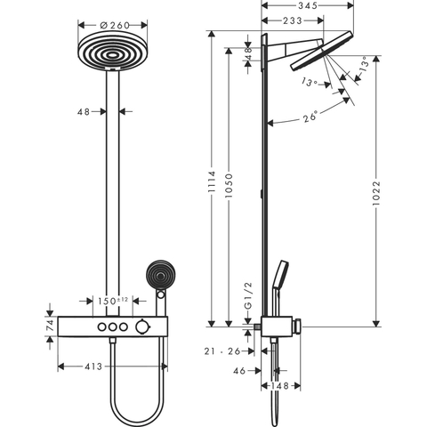 Hansgrohe Pulsify s Showerpipe - 2jet - ecosmart - met ShowetTablet - select - 400 - geborsteld brons SW918260