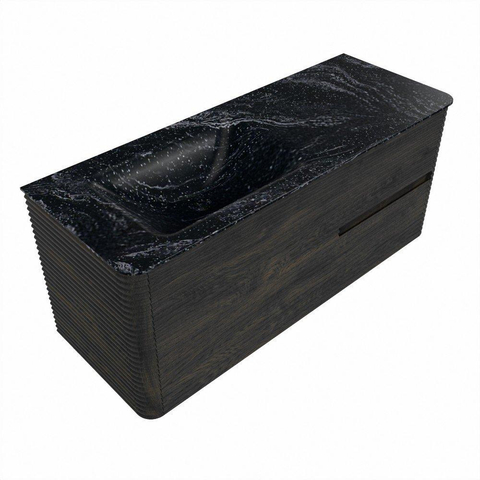 Mondiaz CIRO-DLUX Badkamermeubelset - 120x45x50cm - Solid surface wastafel Lava - 1 wasbak Links - 1 kraangat - 2 lades - Shadow SW1532270