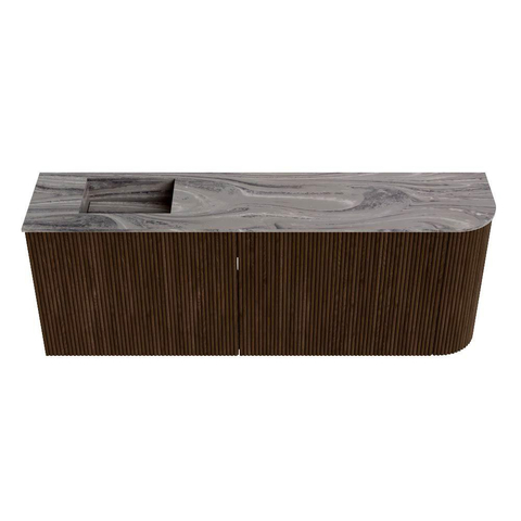 Mondiaz JOYA-DLUX 111.6cm toiletmeubel - ronding rechts kleur Walnut - Wastafel FAYE positie Links Zonder kraangat kleur Sombra. SW1424759
