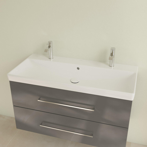 Villeroy & Boch Avento meubelwastafel - 100x47cm - 2 kraangaten - met overloop - White Alpine (glans wit) SW59853