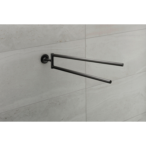 Duravit Starck T Handdoekhouder - 2 stangen - 46.5cm - draaibaar - mat zwart SW297086