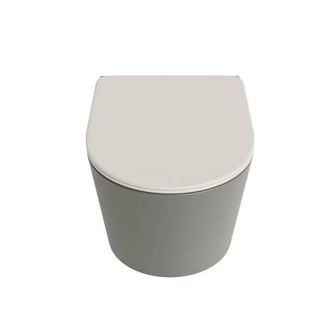 Mondiaz LAVIE hangtoilet – spoelrandloos – 36 x 53 cm – met softclose zitting – Smoke (lichtbruin), zitting Linen (offwhite) SW1208657
