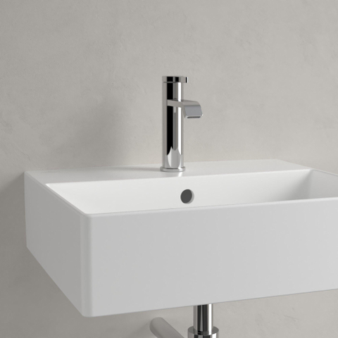 Villeroy & Boch memento 2.0 wastafel - voor handdoekhouders - 50x42cm - met overloop - 1 kraangat CeramicPlus - Stone White (mat wit) SW336080