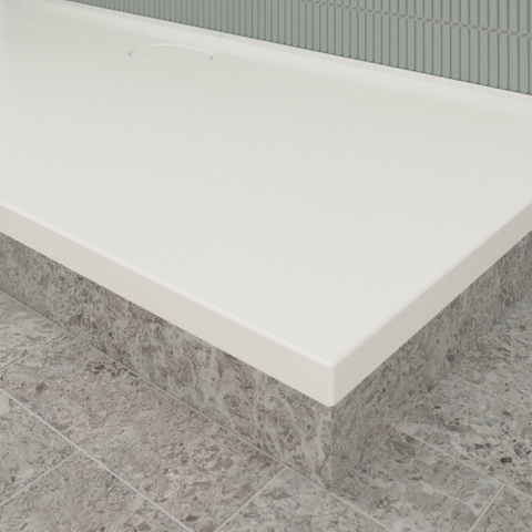 Villeroy & Boch Ecora douchebak - 170x80x3.5cm - afvoer lange zijde - stone white (wit) SW1559026