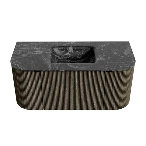 Mondiaz KURVE-DLUX Ensemble de meubles de salle de bains - 100x46x40cm - 1 tiroir - 2 portes - vasque solid surface - centre - 1 trou de robinet - Shadow SW1414616