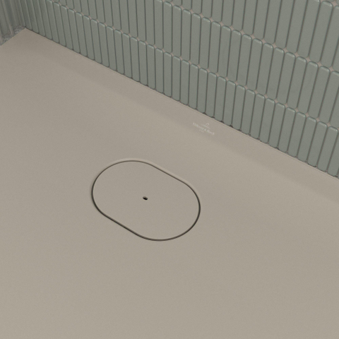 Villeroy & Boch Ecora douchebak - 90x90x3.5cm - afvoer korte zijde - almond (beige) SW1559018