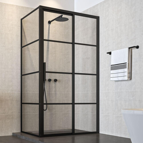 Sealskin Soho porte de douche - 140x210cm - pour niche - porte coulissante - 2 éléments - droite - noir mat SW491955