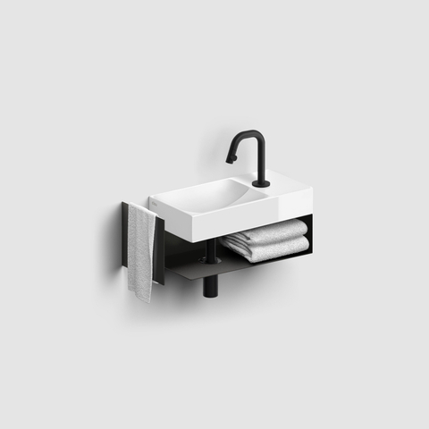 Clou Vale lave-mains en céramique 38x19x7cm trou de robinet à droite Blanc brillant SW451454