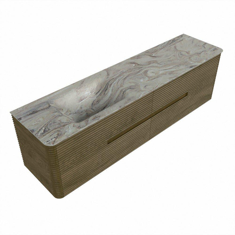 Mondiaz CIRO-DLUX Ensemble de meubles de salle de bains - 180x45x50cm - Plan-vasque solid surface Glace - 1 vasque à gauche - sans trous de robinetterie - 4 tiroirs - Dusk SW1533031