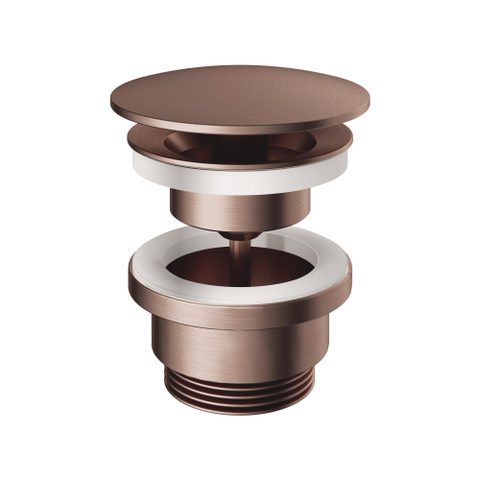 Hotbath Mate Always open plug - met schroef rond - PVD - koper geborsteld SW230421