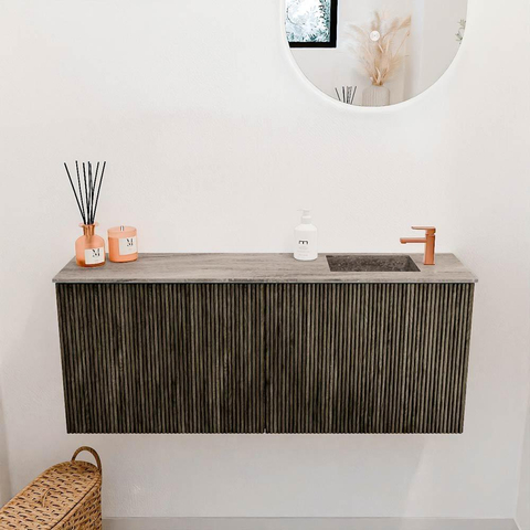 Mondiaz JOYA-DLUX 100cm meuble de toilette - couleur Shadow - Vasque FAYE position Droite 1 trou de robinet couleur Oza. SW1425058