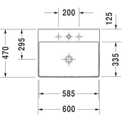 Duravit Durasquare Wastafel - geslepen - zonder overloop - 1 kraangat - 60x47cm - met afvoerventiel en keramische afdekkap - wit SW203926