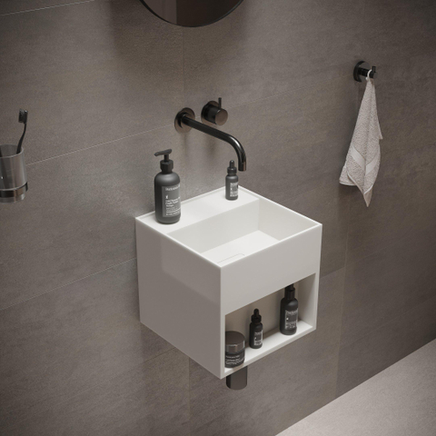 Ideavit SolidBliss Wastafel 30x30x28cm 0 kraangaten Solid surface mat wit SW450870