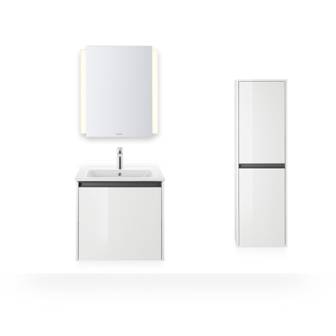 Duravit Ketho.2 Halfhoge kast - met 2 deuren - 40x132x24cm rechts - met tip onwit - hoogglans wit SW771964