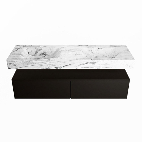 Mondiaz ALAN-DLUX Ensemble de meuble - 150cm - meuble Urban mat - 2 tiroirs - Lavabo Cloud Glace suspendu - vasque Gauche et droite - 0 trous de robinet SW805846