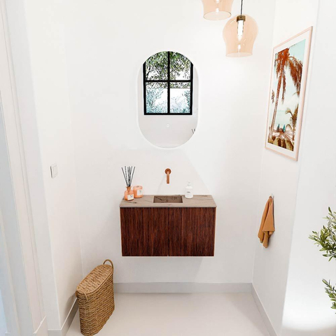 Mondiaz JOYA-DLUX Meuble de salle de bains 70cm - couleur Ruby - Lavabo FAYE position Milieu Sans trou de robinet couleur Arena SW1425270