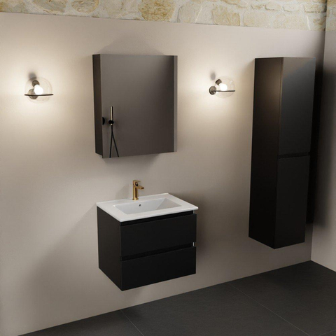 Mondiaz Aivy badmeubelset - 60x45x50cm - 1 kraangat - 1 wasbak talc Keramiek - Midden - 2 lades - Met spiegelkast - MDF Urban SW892272