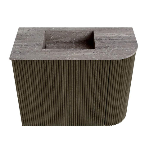 Mondiaz JOYA-DLUX Meuble de toilette - 51,6cm - arrondi droit couleur Shadow - Vasque FAYE position Gauche Sans trou de robinet couleur Oza SW1425061