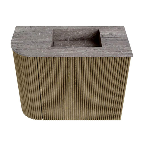 Mondiaz JOYA-DLUX 51.6cm toiletmeubel - ronding links kleur Dusk - Wastafel FAYE positie Rechts Zonder kraangat kleur Oza. SW1425997