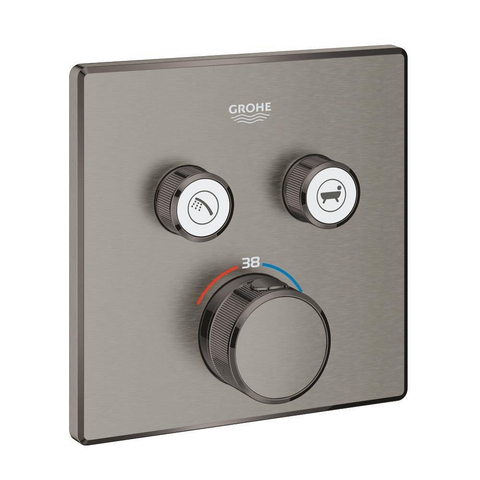 Grohe Grohtherm SmartControl Inbouwthermostaat - 3 knoppen - vierkant - brushed hard graphite (antraciet) SW439127