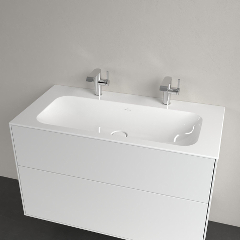 Villeroy & Boch Finion lavabo - 100x50x16cm - 2 trous - sans trop-plein - blanc alpin brillant SW106524