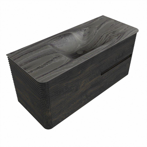 Mondiaz CIRO-DLUX Meuble de salle de bains - 110x45x50cm - Plan-vasque solid surface Sombra - 1 lavabo central - 1 trou de robinet - 2 tiroirs - Shadow SW1532746
