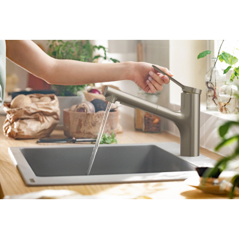Hansgrohe Zesis m33 1 greeps keukenkraan - 150 metalen uittrekbare. vuistdouche - 2jet - rvs look SW918527