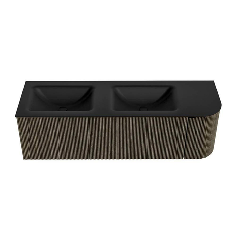 Mondiaz KURVE Ensemble de meuble de salle de bains - 145x46x40cm - 1 tiroir - 1 porte - vasque solid surface - double / gauche - sans trou de robinet - Shadow SW1414290