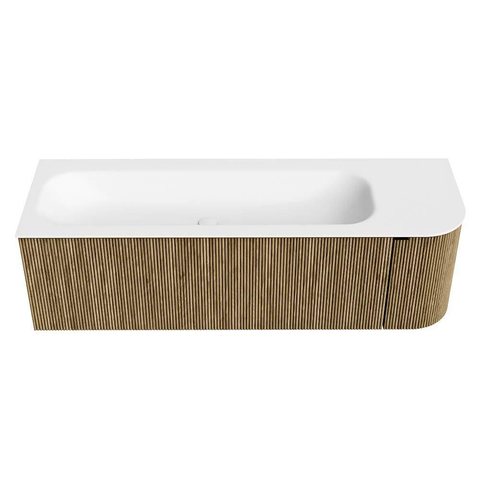 Mondiaz KURVE Ensemble de meubles de salle de bains - 145x46x40cm - 1 tiroir - 1 porte - lavabo solid surface - gauche - sans trou de robinet - Dusk SW1414801