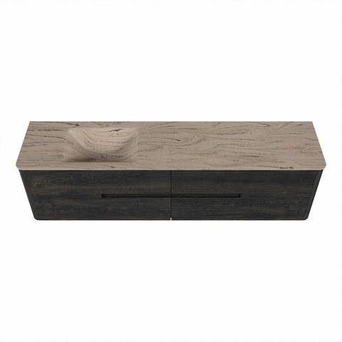 Mondiaz CIRO-DLUX Badkamermeubelset - 190x45x50cm - Solid surface wastafel Arena - 1 wasbak Links - 1 kraangat - 4 lades - Shadow SW1532376