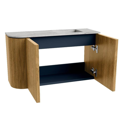 Mondiaz JOYA-DLUX Meuble de salle de bains - 71,6cm - arrondi gauche couleur Chêne - Vasque FAYE position Droite Sans trou de robinet couleur Glace SW1422022