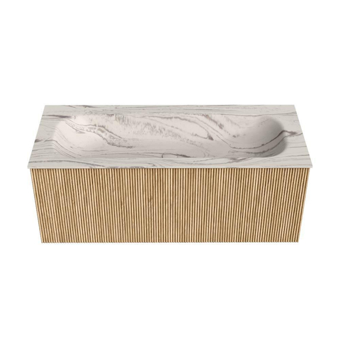 MONDIAZ KURVE-DLUX 110cm badmeubel kleur Oak met 1 lade en 0 deuren. Wastafel BIG MEDIUM Midden zonder kraangat Nata. SW1432103