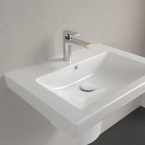 Villeroy & Boch Subway 2.0 wastafel - 65x47cm - 1 kraangat - met overloop CeramicPlus - White Alpine (glans wit) 1024071