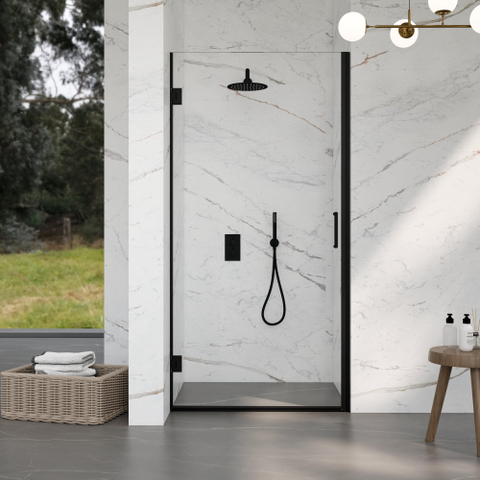 Fortifura Galeria Cabine de douche - 90x140x200cm - charnières - poignée de porte - barre de stabilisation - plat - verre de sécurité clair - Gunmetal brossé PVD (Anthracite) SW1222506