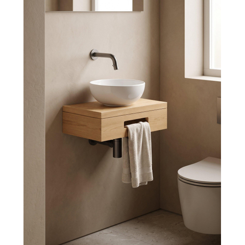 Royal Plaza Terra pack lave-mains – 40 x 25 x 10 cm – bois blanc brillant – avec porte-serviette SW1576330