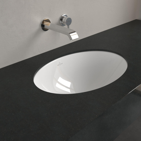 Villeroy & Boch Loop & Friends onderbouwwastafel - 48.5x32.5cm - zonder kraangat - met overloop CeramicPlus - White Alpine (glans wit) SW971861