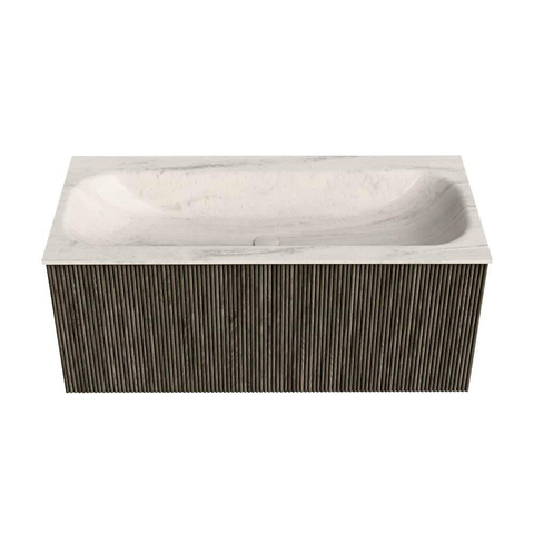 MONDIAZ KURVE-DLUX Meuble de salle de bains 100cm couleur Shadow avec 1 tiroir et 0 porte. Lavabo BIG MEDIUM Central sans trou de robinet Meli. SW1431781