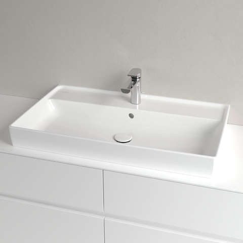 Villeroy & Boch Collaro meubelwastafel onderzijde - geslepen - 80x47cm - met overloop - 1 kraangat - White Alpine (glans wit) SW358317