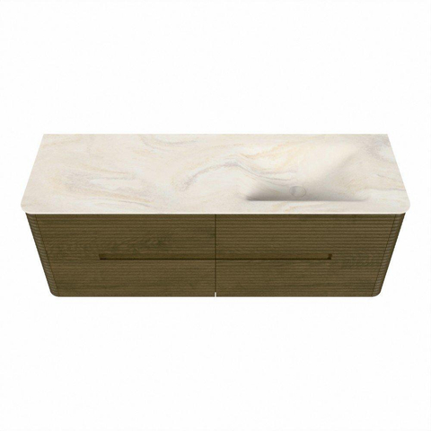Mondiaz CIRO-DLUX Meuble de salle de bains - 140x45x50cm - Plan vasque solid surface Ostra - 1 lavabo à droite - 1 trou de robinet - 4 tiroirs - Dusk SW1533431