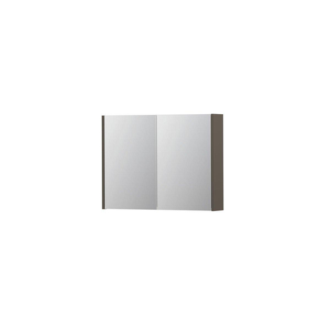 INK SPK1 Spiegelkast - 80x14x60cm - 2 deuren - dubbelzijdige Spiegel - schakelaar en stopcontact - MDF lak taupe mat SW493545