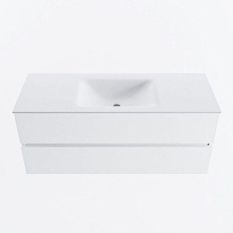 MONDIAZ VICA Meuble de salle de bains 120cm sous-meuble Talc 2 tiroirs. Lavabo CLOUD central sans trou de robinet, couleur Talc. SW1381895